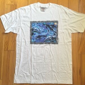 Vintage 1993 Dolphin Ocean Graphic Tee Oneita Power-T L